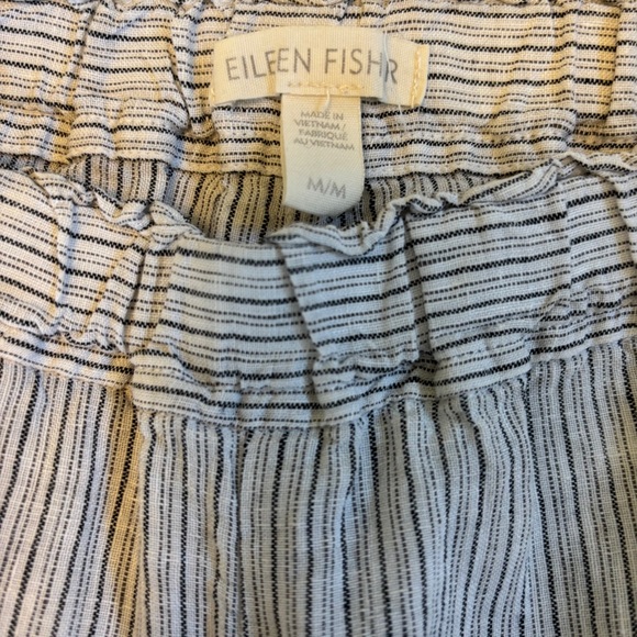 Eileen Fisher Pinstripe Gray Linen Pull On High Rise Pant Size Medium Pre-Loved - Picture 4 of 9